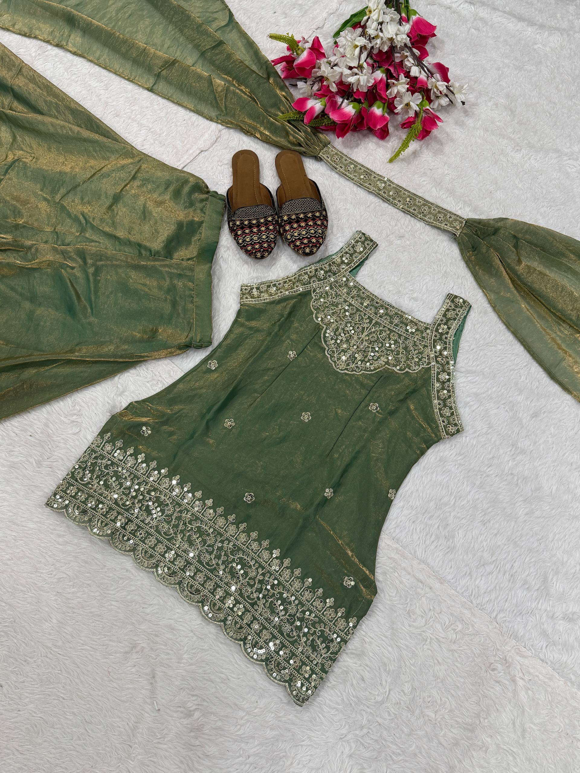 Radiant Flamingo Iridescent Palazzo Set